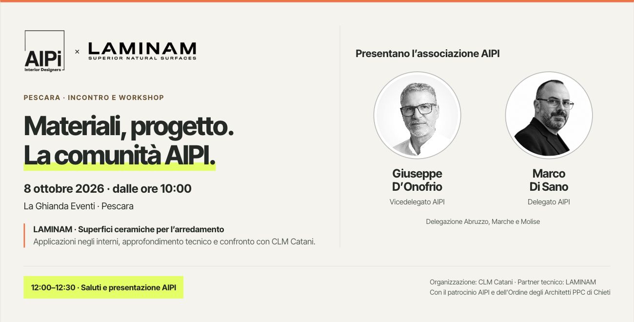AIPI e LAMINAM a Pescara, 8 ottobre 2026: Giuseppe D’Onofrio e Marco Di Sano presentano l’associazione.